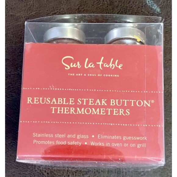 Set of 4 Sur La Table Reusable Steak Buttons Meat Thermometer Grilling - Picture 5 of 5
